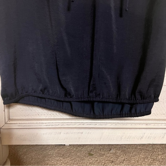 41 Hawthorn Ruffle Collar V neck Drawstring Navy Blue Sleeveless Blouse Small - Picture 7 of 7